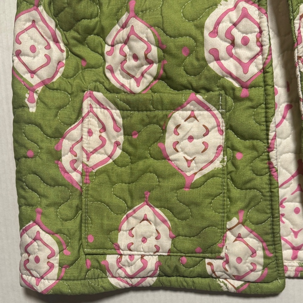 IDA MAE HOME Green Pink Handcrafted Quilted‎ Women's Jacket Abstract Pattern SM - Picture 6 of 13